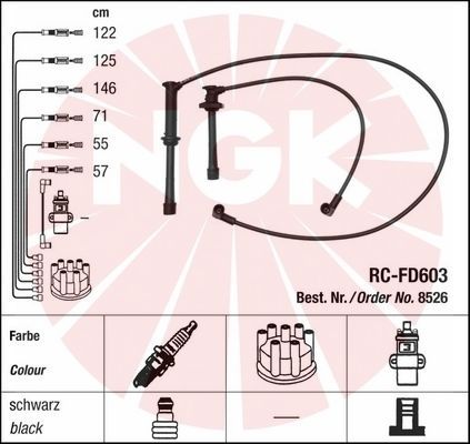 NGK Augstsprieguma vadu komplekts 8526