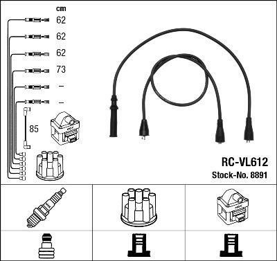 NGK Augstsprieguma vadu komplekts 8891