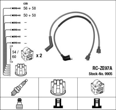 NGK Комплект проводов зажигания 9905