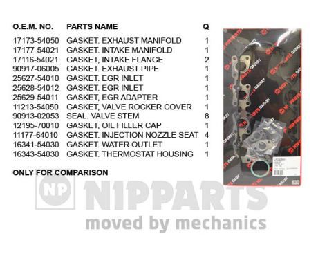 NIPPARTS Комплект прокладок, головка цилиндра J1242061