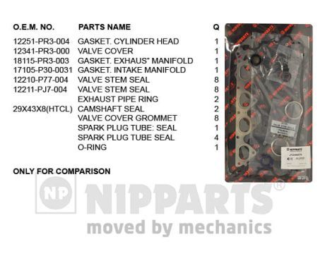 NIPPARTS Комплект прокладок, головка цилиндра J1244075