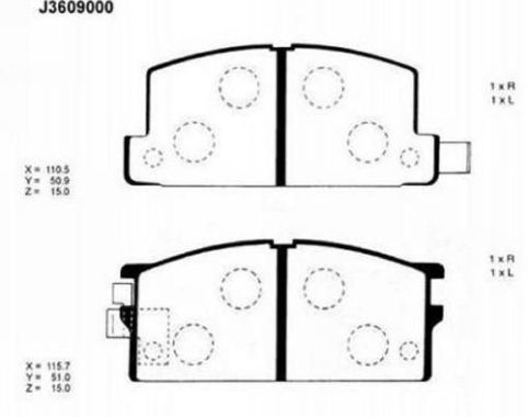 NIPPARTS Комплект тормозных колодок, дисковый тормоз J3609000
