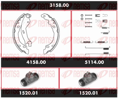 REMSA Комплект тормозов, барабанный тормозной механизм 3158.00
