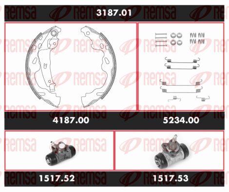 REMSA Bremžu komplekts, Trumuļu bremzes 3187.01