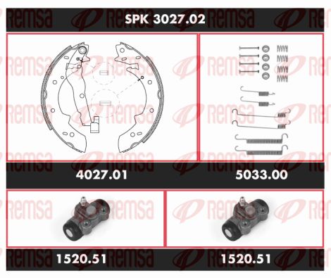 REMSA Комплект тормозов, барабанный тормозной механизм SPK 3027.02