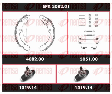 REMSA Комплект тормозов, барабанный тормозной механизм SPK 3082.01