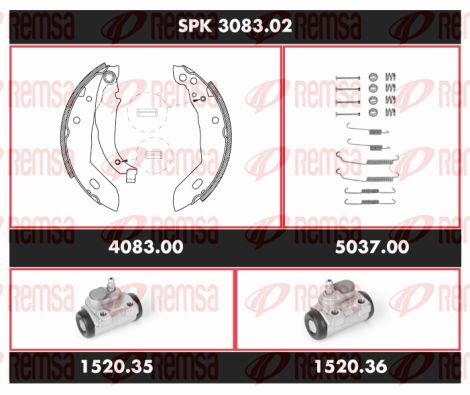 REMSA Комплект тормозов, барабанный тормозной механизм SPK 3083.02