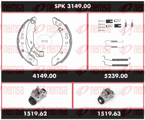 REMSA Bremžu komplekts, Trumuļu bremzes SPK 3149.00