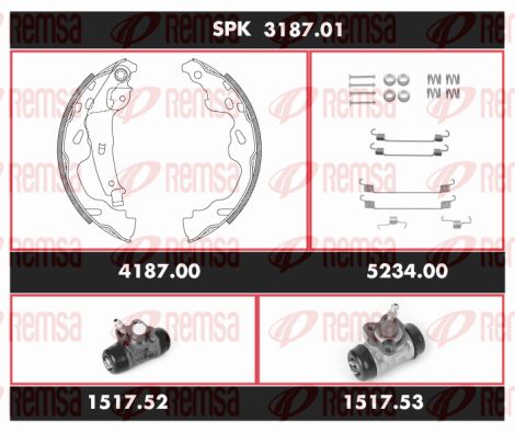 REMSA Комплект тормозов, барабанный тормозной механизм SPK 3187.01