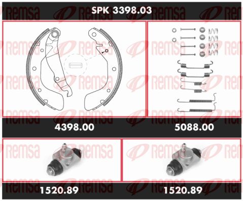 REMSA Комплект тормозов, барабанный тормозной механизм SPK 3398.03