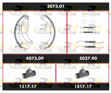 ROADHOUSE Комплект тормозов, барабанный тормозной механизм 3073.01