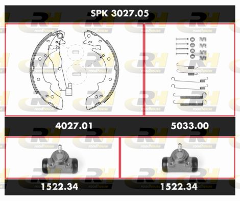 ROADHOUSE Комплект тормозов, барабанный тормозной механизм SPK 3027.05