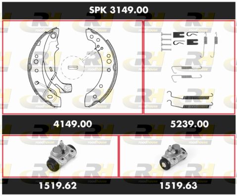 ROADHOUSE Комплект тормозов, барабанный тормозной механизм SPK 3149.00