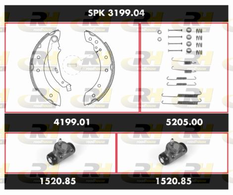 ROADHOUSE Комплект тормозов, барабанный тормозной механизм SPK 3199.04