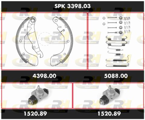 ROADHOUSE Комплект тормозов, барабанный тормозной механизм SPK 3398.03