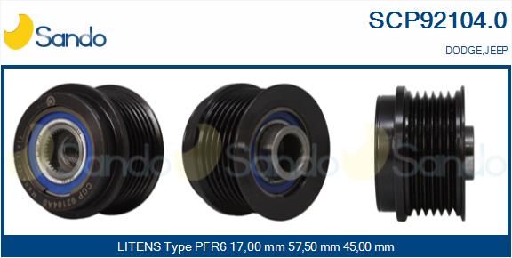 SANDO Ременный шкив, генератор SCP92104.0