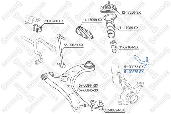 STELLOX Наконечник поперечной рулевой тяги 51-00375-SX