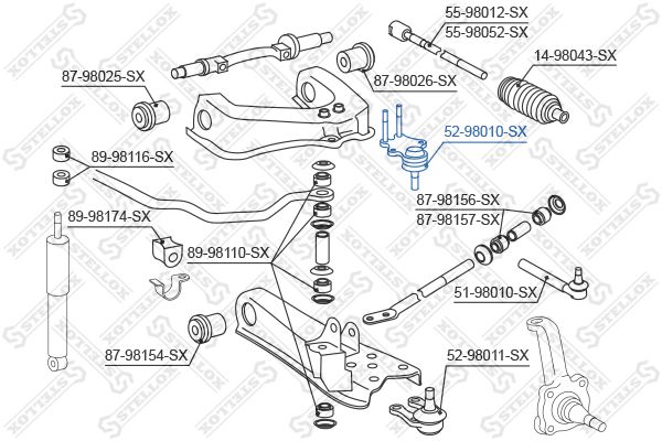STELLOX Шарнир независимой подвески / поворотного рычага 52-98010-SX