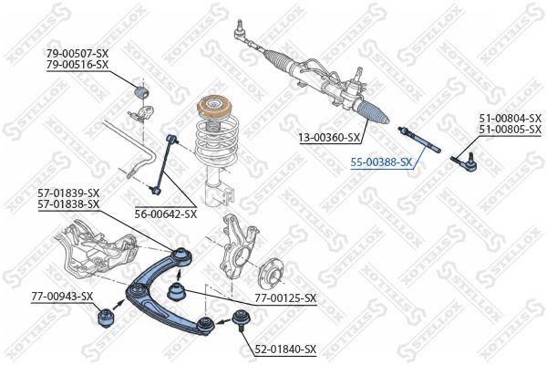 STELLOX Aksiālais šarnīrs, Stūres šķērsstiepnis 55-00388-SX