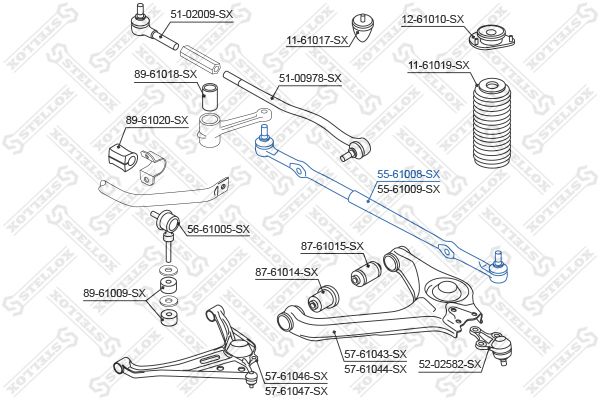 STELLOX Осевой шарнир, рулевая тяга 55-61008-SX