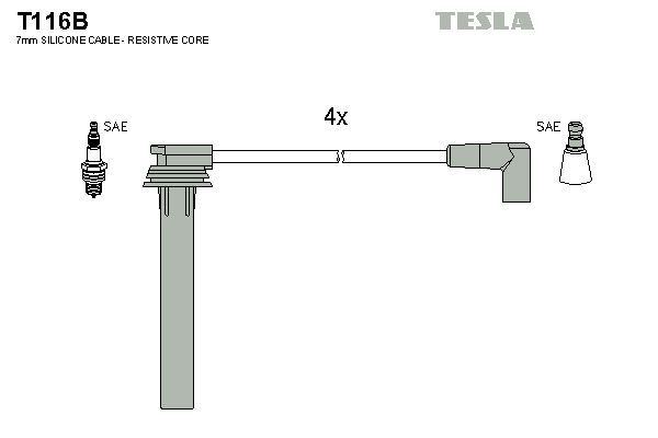 TESLA Комплект проводов зажигания T116B