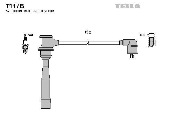 TESLA Комплект проводов зажигания T117B