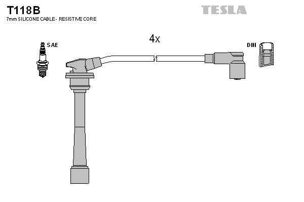 TESLA Комплект проводов зажигания T118B
