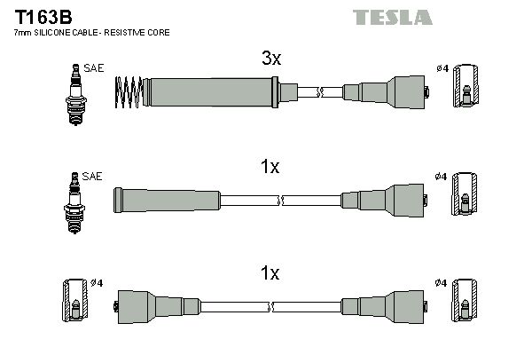 TESLA Комплект проводов зажигания T163B