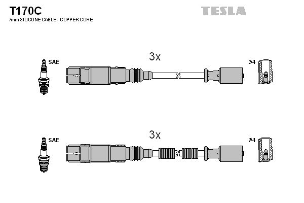 TESLA Комплект проводов зажигания T170C