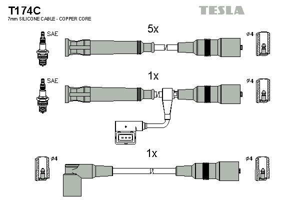 TESLA Комплект проводов зажигания T174C