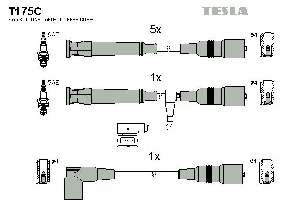 TESLA Комплект проводов зажигания T175C