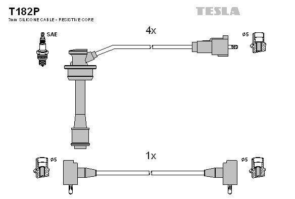 TESLA Комплект проводов зажигания T182P
