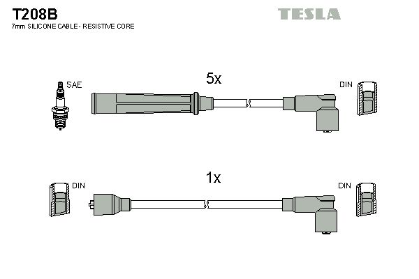 TESLA Комплект проводов зажигания T208B