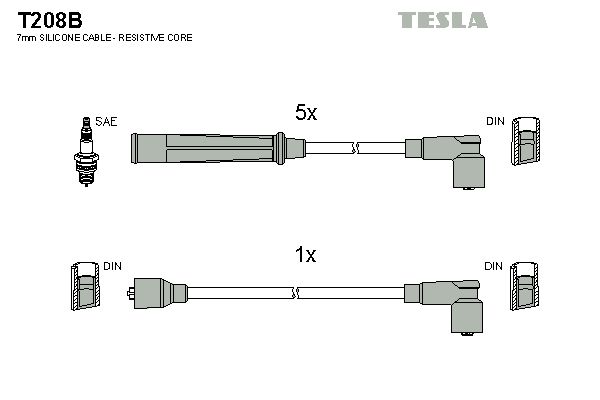 TESLA Augstsprieguma vadu komplekts T208B