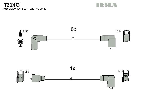 TESLA Комплект проводов зажигания T224G