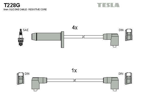 TESLA Комплект проводов зажигания T228G