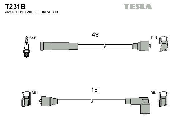 TESLA Комплект проводов зажигания T231B