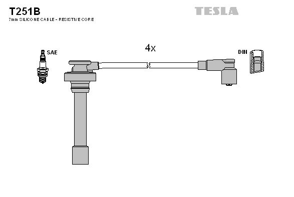 TESLA Комплект проводов зажигания T251B