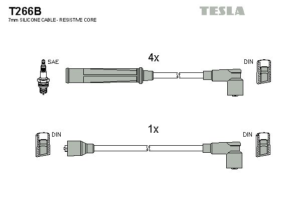 TESLA Комплект проводов зажигания T266B
