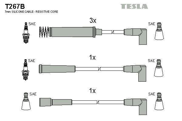 TESLA Комплект проводов зажигания T267B