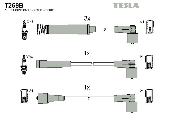 TESLA Комплект проводов зажигания T269B