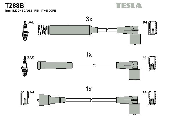 TESLA Комплект проводов зажигания T288B