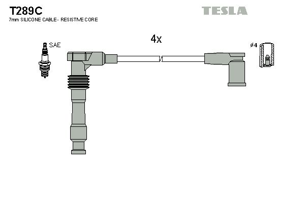 TESLA Комплект проводов зажигания T289C