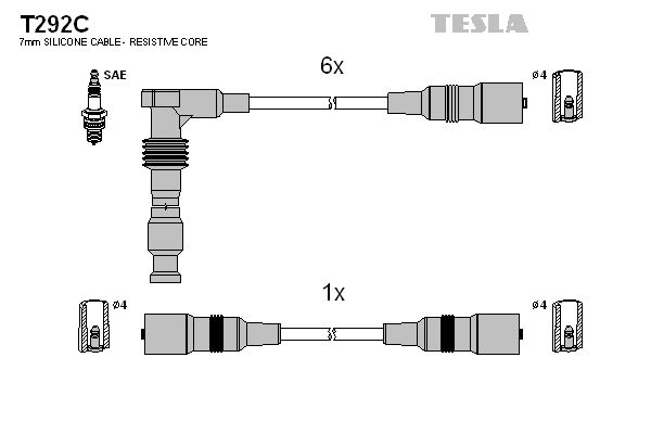 TESLA Комплект проводов зажигания T292C