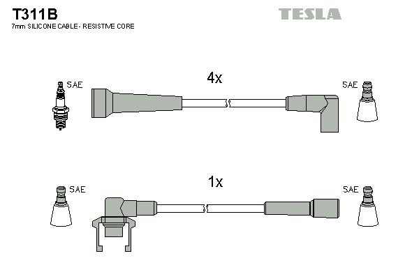 TESLA Комплект проводов зажигания T311B