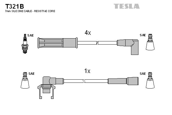 TESLA Augstsprieguma vadu komplekts T321B