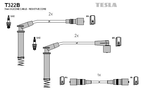 TESLA Augstsprieguma vadu komplekts T322B