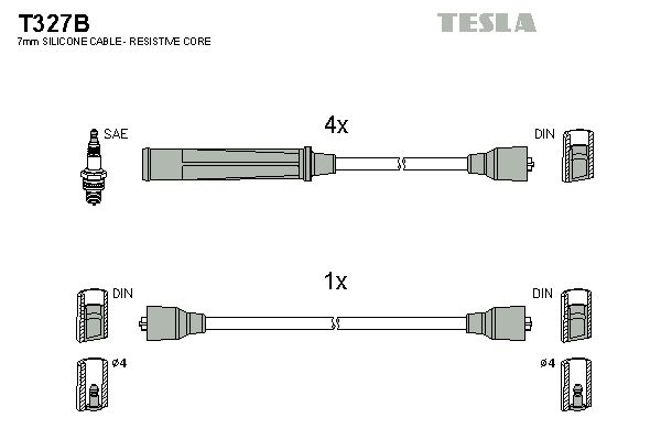 TESLA Комплект проводов зажигания T327B