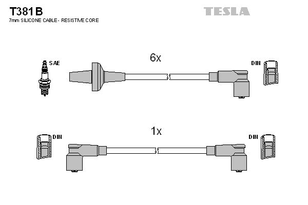 TESLA Комплект проводов зажигания T381B