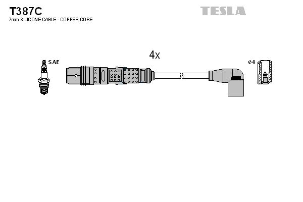 TESLA Комплект проводов зажигания T387C